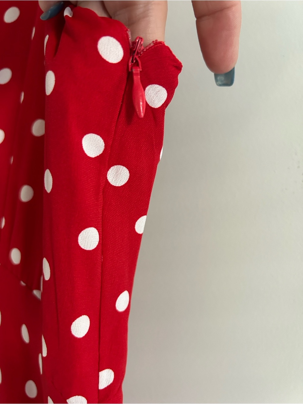 Princess Polly Red Dress with White Polka Dots - Picture 5 of 10
